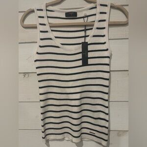 Tahari NWT Women's Black and White Striped Sweater Tank Top in size XS